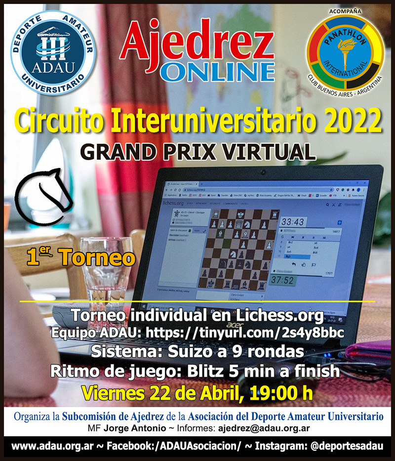 3º Torneo ADAU interuniversitario de ajedrez online 2021